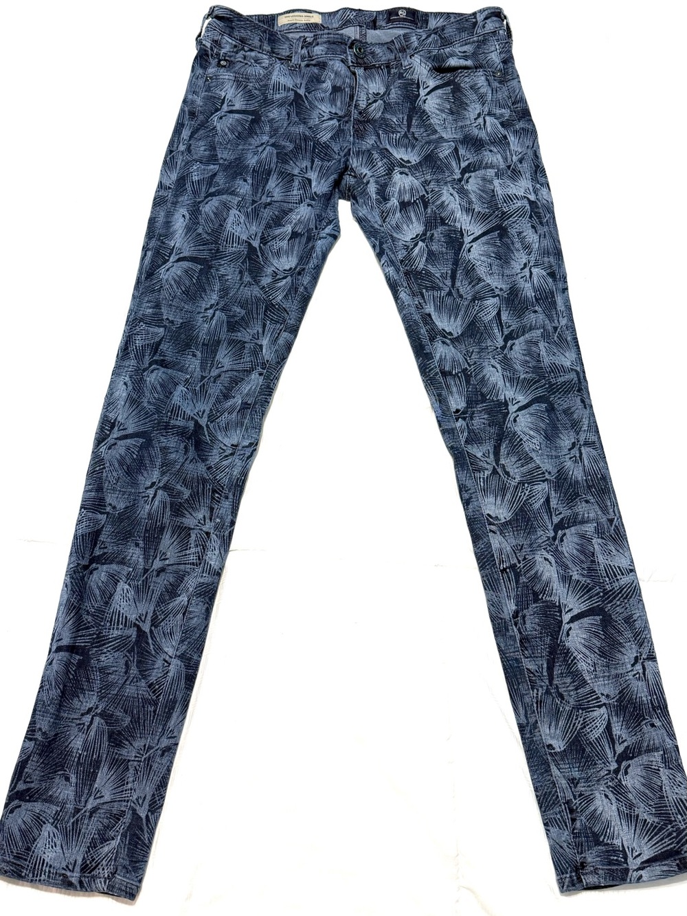 AG Adriano Goldschmied Blue Printed Skinny Jeans